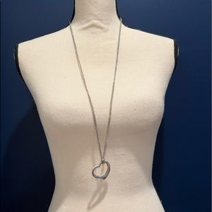Authentic Elsa Peretti Tiffany large open heart necklace long knot mesh chain